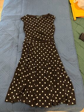 Polka Dot Ralph Lauren midi dress Jersey - Black with White Dots